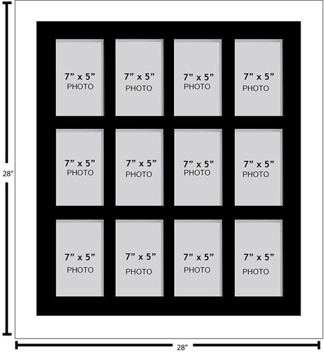 Large Multi Picture Photo Aperture Frame 7” x 5” size with 12 openings