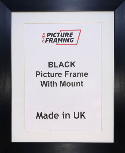 Black Picture Frame with Mount 9” x 7” for image size 8” x 6”