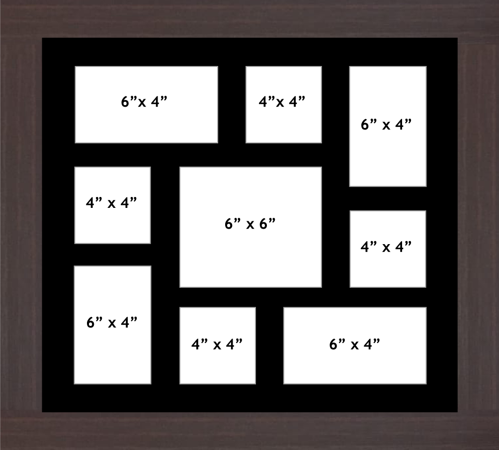 Multi Aperture Photo Frame fits 9 (4 6x4, 4 4x4, 1 6x6) photos multi-picture frames