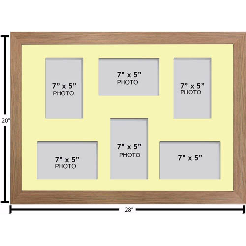 Large Multi Picture Photo Aperture Frame 7”x 5” size with 6 openings