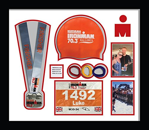 Ironman Staffordshire 70 3 triathlon marathon, running medal swimming caps display frame