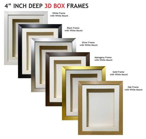 4 inch Deep Shadow 3D Box Picture Frame - White Mount