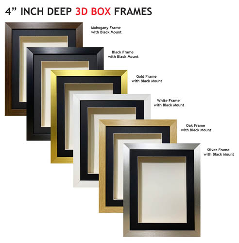 4 inch Deep Shadow 3D Box Picture Frame - Black Mount