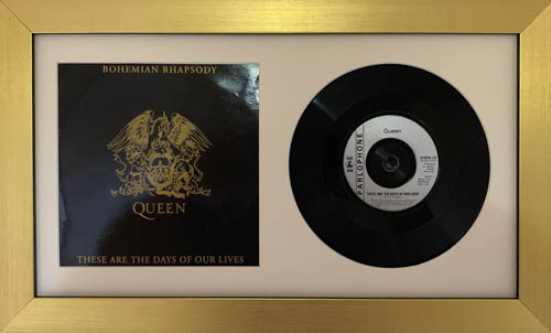 10 Inch Single Vinyl LP Record Frame with Album Cover | Ivory Mount - Gold Frame