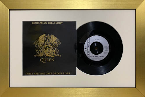 7 Inch Single Vinyl LP Record Frame with Album Cover (Merged) | Ivory Mount - Gold Frame