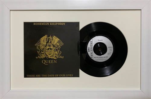 10 Inch Single Vinyl LP Record Frame with Album Cover (Merged) | White Mount - White Frame