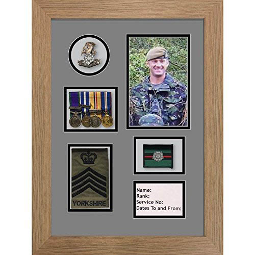 Yorkshire Regiment Medal Frame, cap badge and war medal display frame