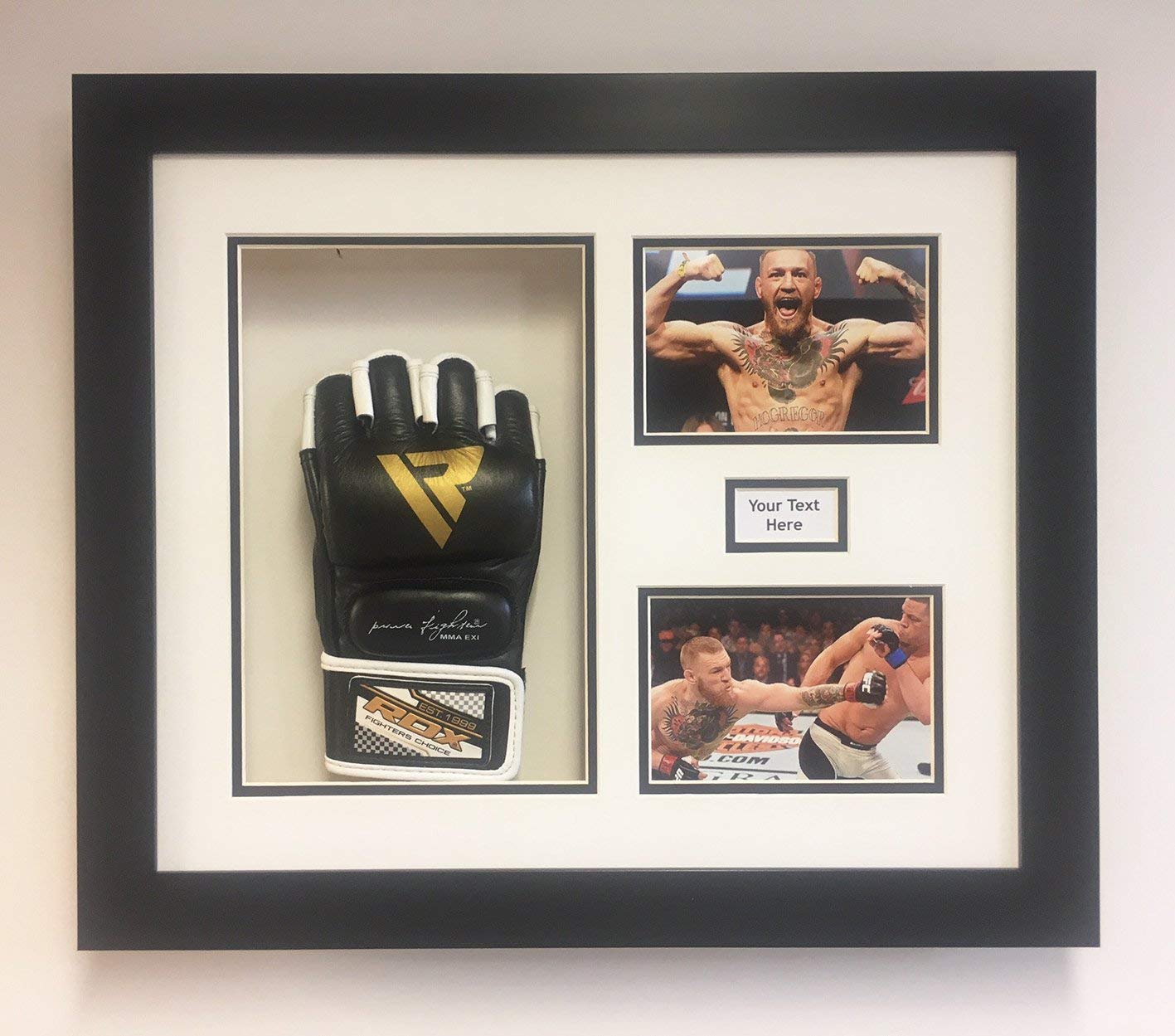 FRAME TO DISPLAY UFC MMA GLOVE ALSO TITLE AND PHOTO