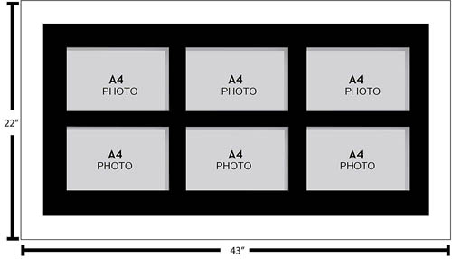 Large Multi Picture Photo Aperture Frame A4 size with 6 openings landscape