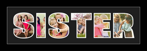 SISTER Photo Frame Personalised Name Frame. SISTER Word Photo 3D Frame For SISTER