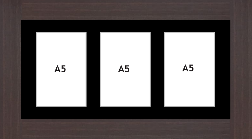 Multi Aperture picture frame fits 3 A5 photos frames