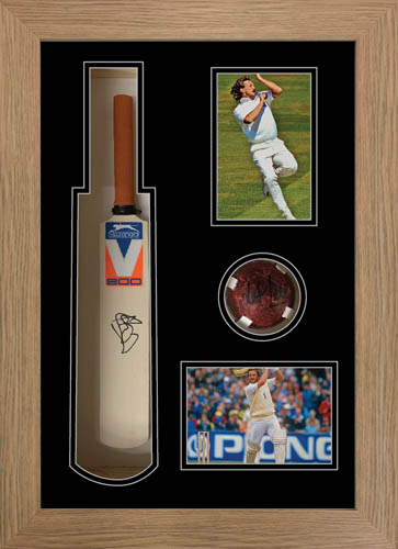 Cricket Mini Bat Display Case Frame with photo and ball