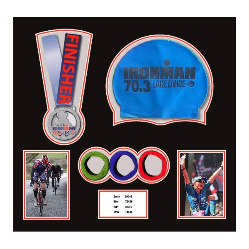 3D Frame For Ironman, Triathlon Marathon, Running Medal, Swimming Cap, Photo And Title