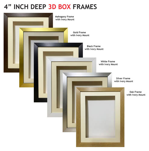 4 inch Deep Shadow 3D Box Picture Frame - Ivory Mount