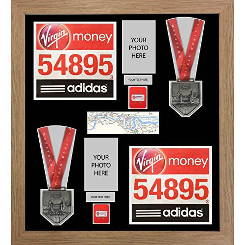 London marathon 2019 medal frame for 2xmedals, 2x Running Bib and 2x timing chip
