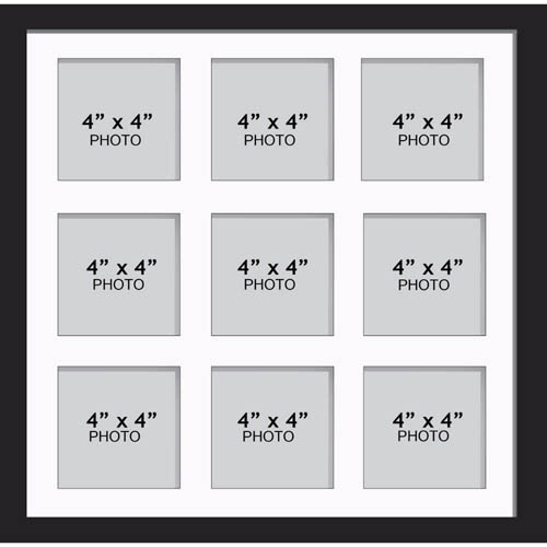 Large Multi Picture Photo Aperture Frame 4” x 4” size with 9 openings