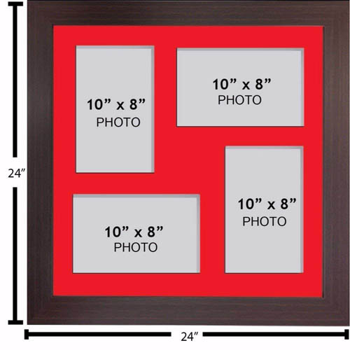 Large Multi Picture Photo Aperture Frame 10” x 8” size with 4 openings