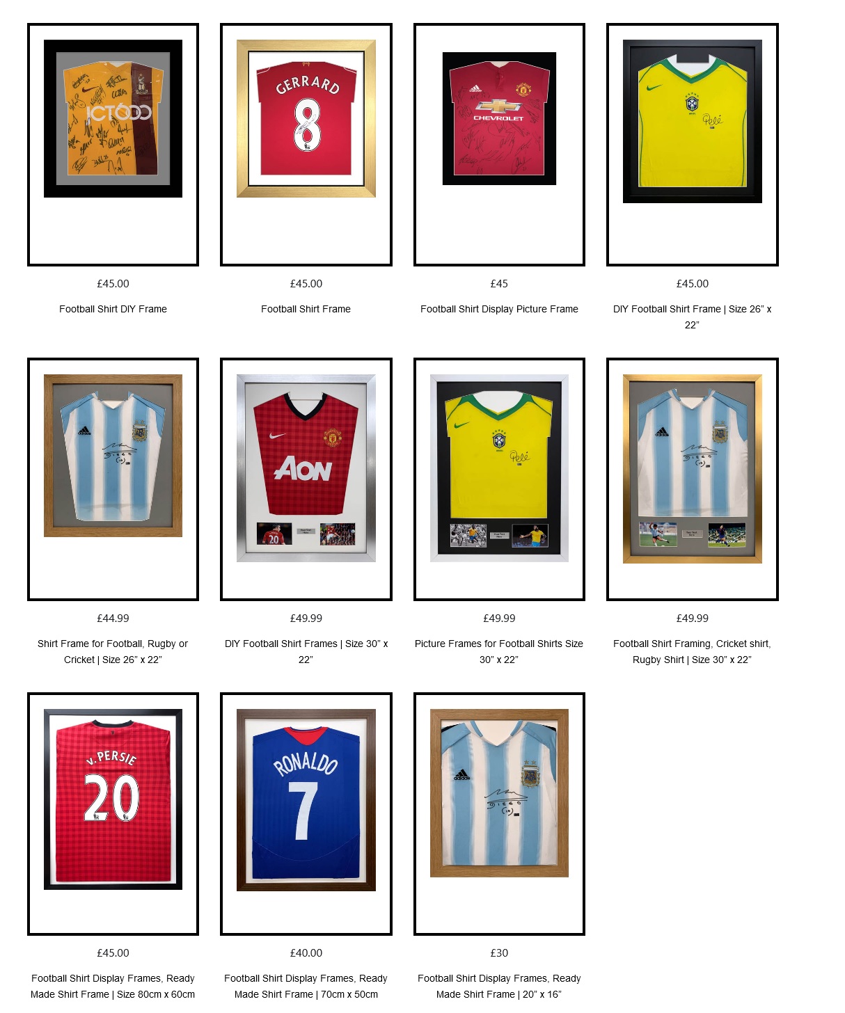 DIY football shirt framing kit 