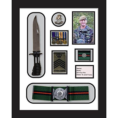 Yorkshire Regiment Medal Frame, cap badge, belt & beret cap war medal display frame