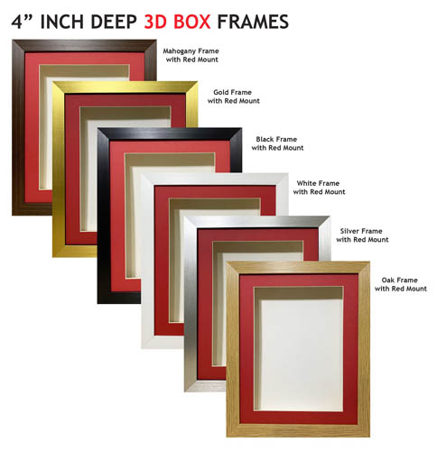 4 inch Deep Shadow 3D Box Picture Frame - Red Mount