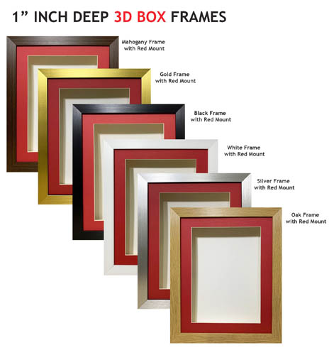1 inch Deep Shadow 3D Box Picture Frame - Red Mount