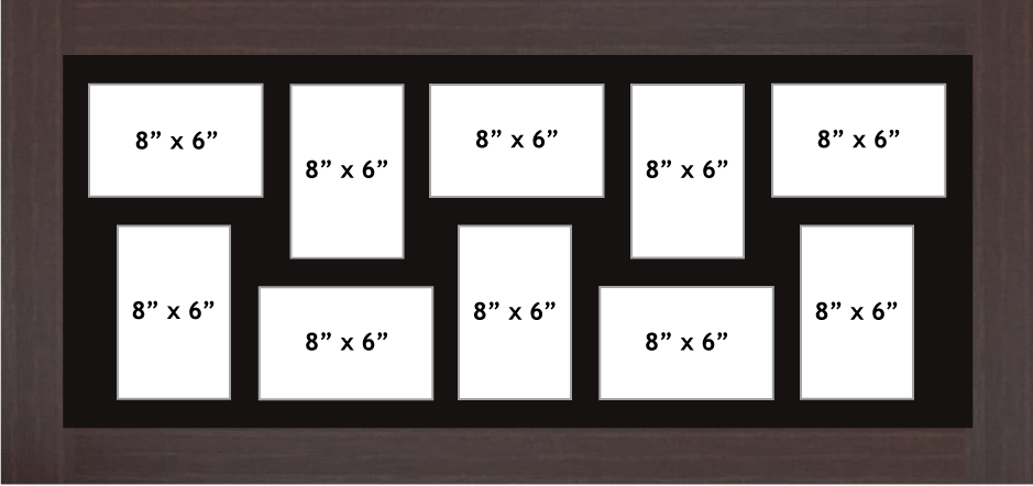 Large Multi Photo Picture Frame 6 Apertures 8x6 Photos in a 33mm Black Frame  