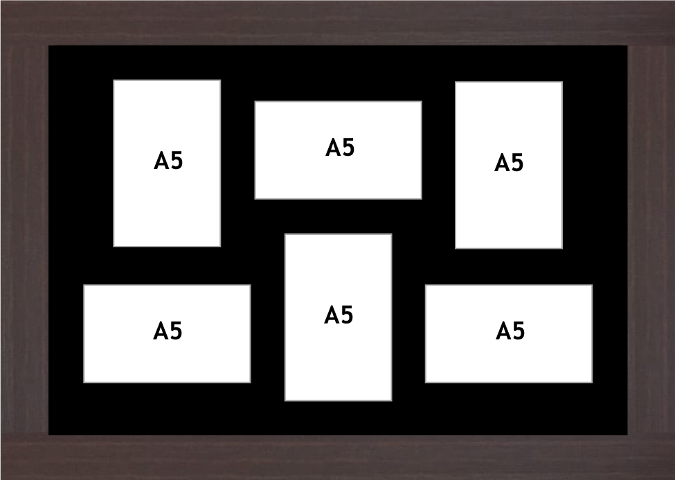 Multi Aperture picture frame fits 6 A5 photos frames