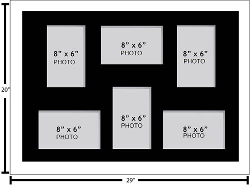 Large Multi Picture Photo Aperture Frame 8” x 6” size with 6 openings