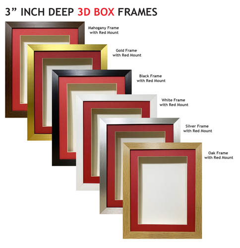 3 inch Deep Shadow 3D Box Picture Frame - Red Mount