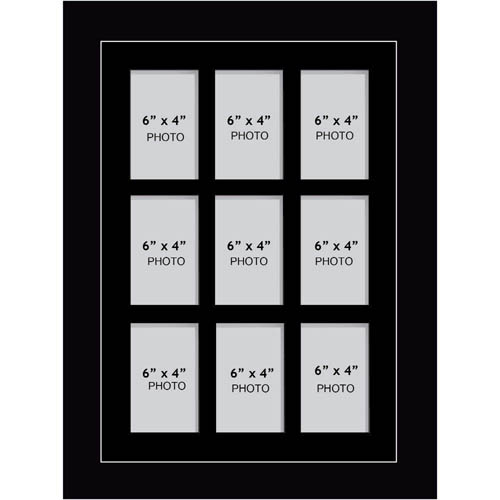 Large Multi Photo Picture Frame 6 Apertures 8x6 Photos in a 33mm Black Frame  