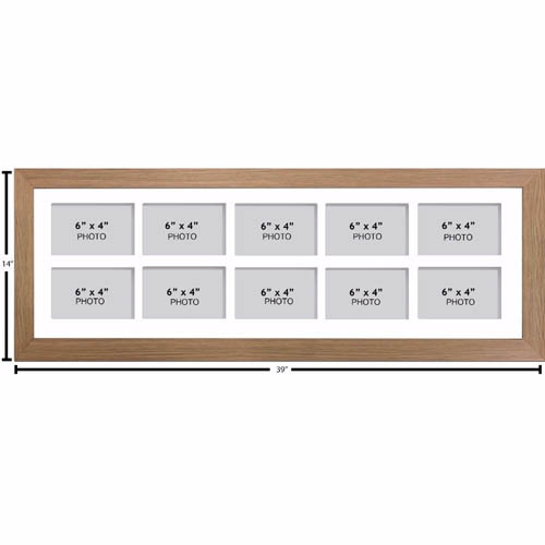 Large Multi Picture Photo Aperture Frame 6” x 4” size with 10 openings