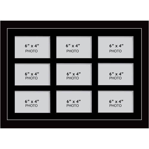 Large Multi Picture Photo Aperture Frame 6 X 4 Size With 4 Openings