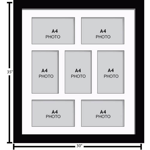 Large Multi Picture Photo Aperture Frame, A4 size with 7 openings