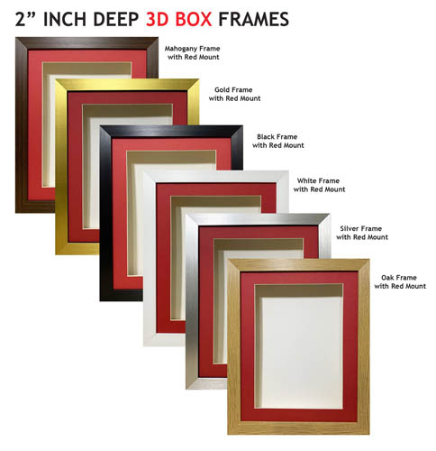 2 inch Deep Shadow 3D Box Picture Frame - Red Mount