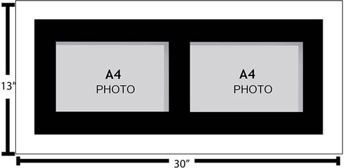 Large Multi Picture Photo Aperture Frame, a4 size with 2 openings | landscape 