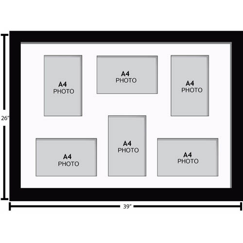 Large Multi Picture Photo Aperture Frame A4 size with 6 openings