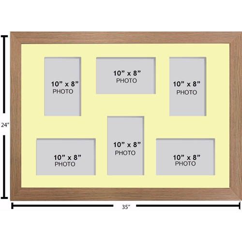 Large Multi Picture Photo Aperture Frame 10”x 8” size with 6 openings