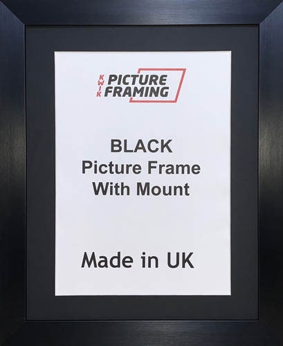Black Picture Frame with Mount 9” x 7” for image size 8” x 6”