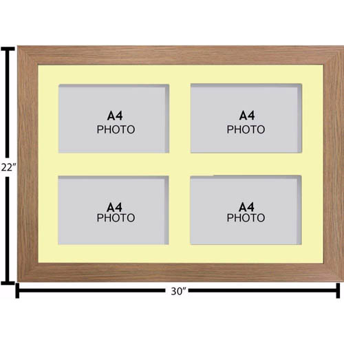 Large Multi Picture Photo Aperture Frame, A4 size with 4 openings - landscape