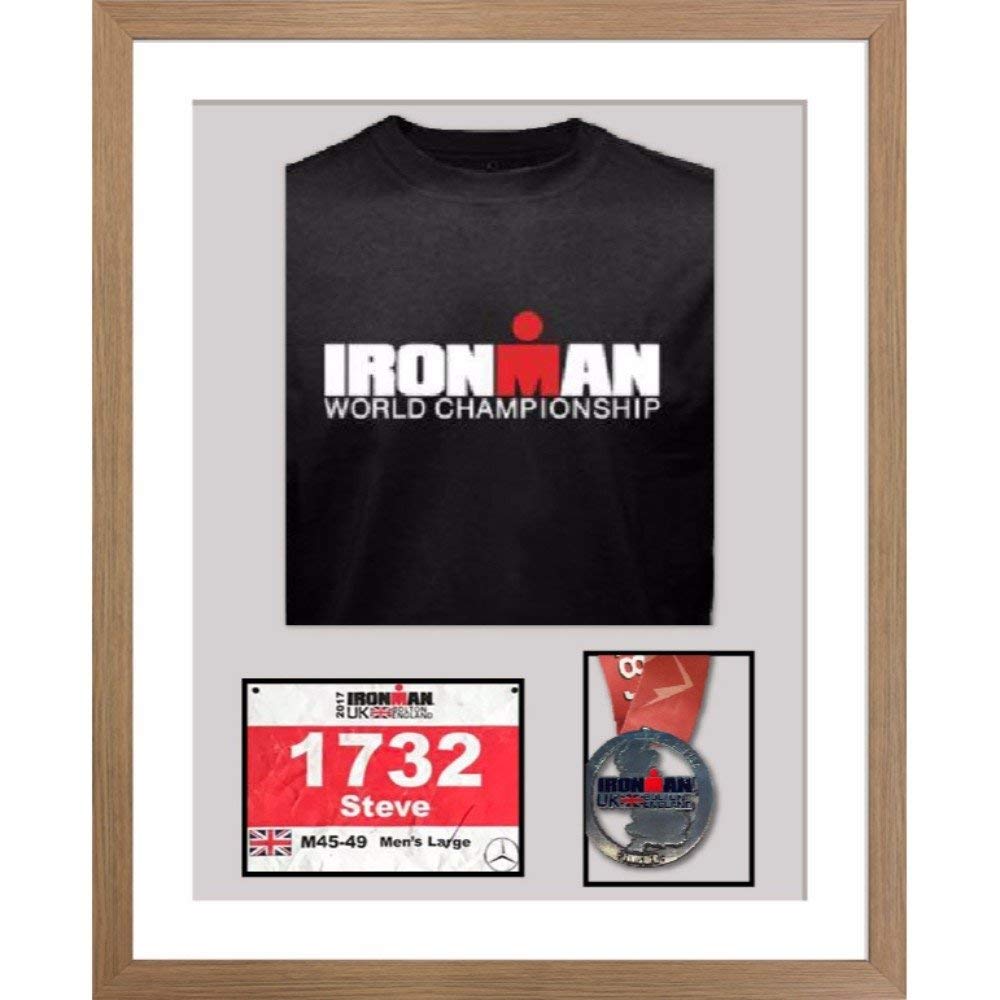 3D Frame For Ironman, Triathlon Marathon, Running Shirt, Medal And Running Badge - 8” x 6” Display Photo Frames - 30” x 25”
