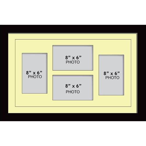 Large Multi Picture Photo Aperture Frame, 8” x 6” size with 4 openings | landscape