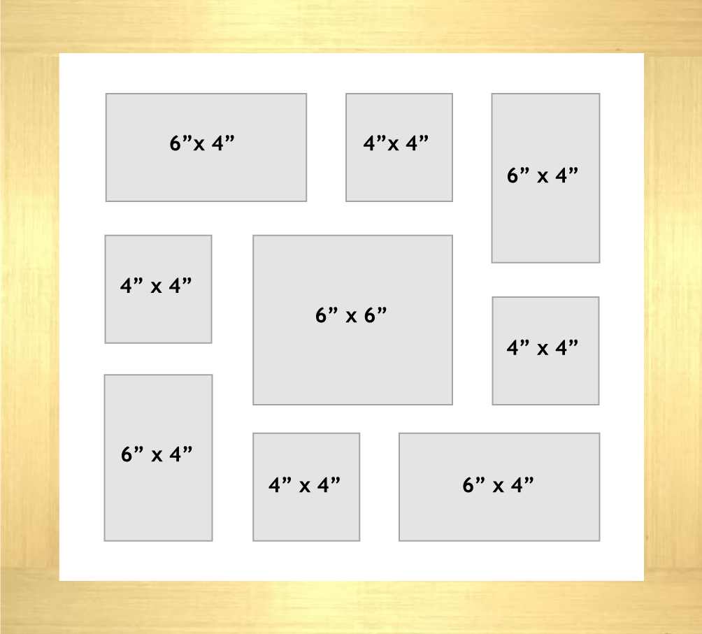 Multi Aperture Photo Frame fits 9 (4 6x4, 4 4x4, 1 6x6) photos multi-picture frames