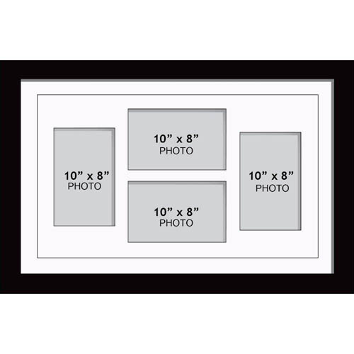 Large Multi Picture Photo Aperture Frame, 10” x 8” size with 4 openings | landscape