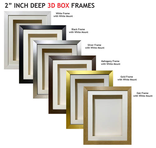 2 inch Deep Shadow 3D Box Picture Frame - White Mount