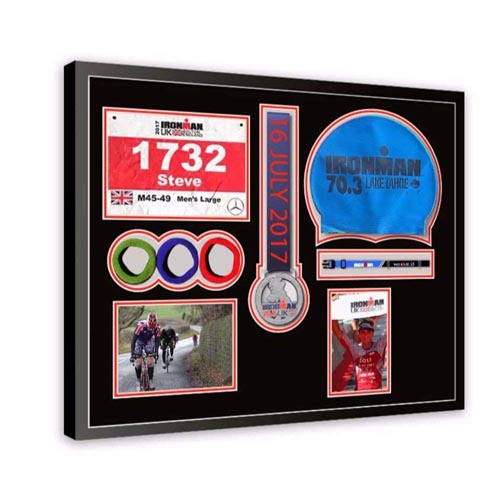 3D Frame For Ironman Triathlon Marathon Medal Frame 19” x 13” Inches Blue Mount 