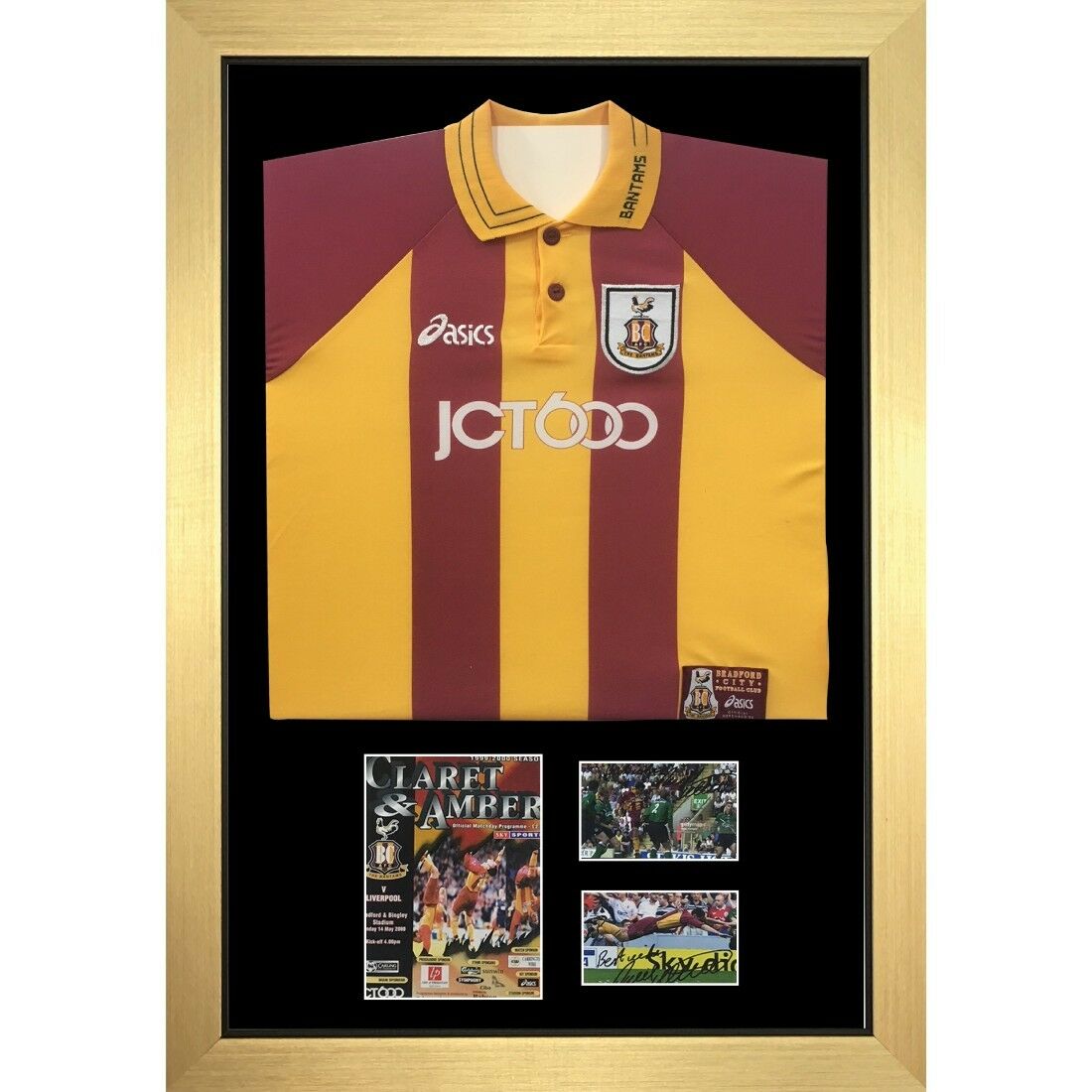 Football Shirt Frame with Program and 1 x 6” x 4” photo and ticket White Mount 