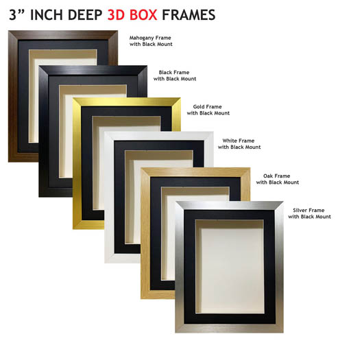 3 inch Deep Shadow 3D Box Picture Frame - Black Mount	