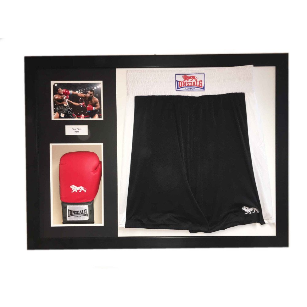 Boxing 3D Display Case For Boxing Shorts, Glove, Photo and title in Black Frame