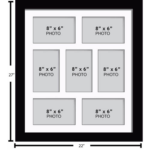 Large Multi Picture Photo Aperture Frame 8” x 6” size with 7 openings