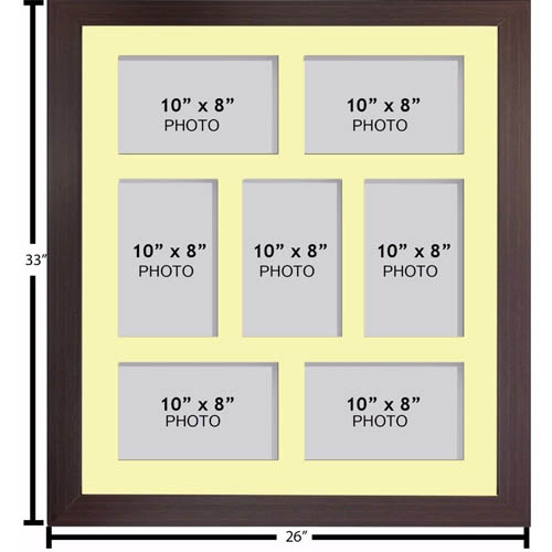 Large Multi Picture Photo Aperture Frame, 10” x 8” size with 7 openings